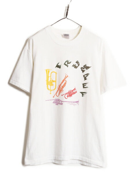 80s USA製 ジャズ トランペット アート イラスト プリント Tシャツ メンズ XL / 80年代 ヴィンテージ JAZZ 当時物 アート シングルステッチ