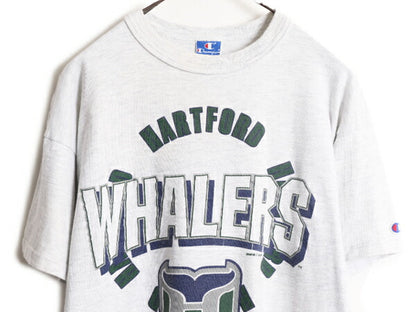 80s USA製 NHL オフィシャル チャンピオン ホエーラーズ プリント 半袖 Tシャツ メンズ XL 80年代 ヴィンテージ Champion シングルステッチ