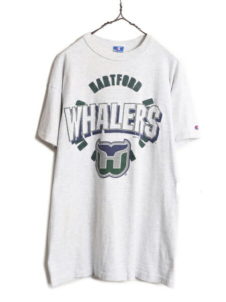 80s USA製 NHL オフィシャル チャンピオン ホエーラーズ プリント 半袖 Tシャツ メンズ XL 80年代 ヴィンテージ Champion シングルステッチ