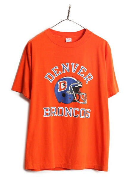 80s USA製 NFL チャンピオン ブロンコス プリント 半袖 Tシャツ メンズ XL 小さめ L / ヴィンテージ Champion シングルステッチ アメフト