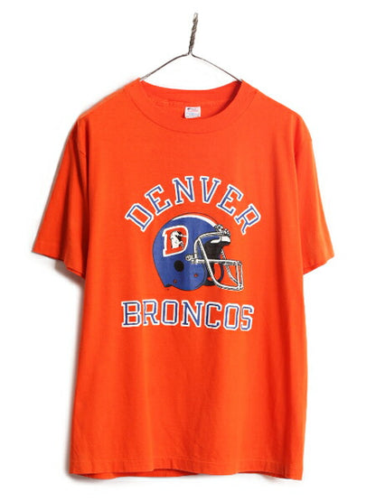 80s USA製 NFL チャンピオン ブロンコス プリント 半袖 Tシャツ メンズ XL 小さめ L / ヴィンテージ Champion シングルステッチ アメフト