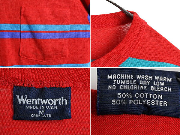 80s USA製 ■ ボーダー ポケット付き 半袖 Tシャツ メンズ M / 80年代 アメリカ製 ビンテージ シングルステッチ ボーダーT ポケットTシャツ