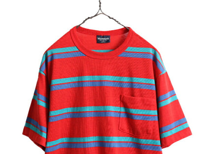 80s USA製 ■ ボーダー ポケット付き 半袖 Tシャツ メンズ M / 80年代 アメリカ製 ビンテージ シングルステッチ ボーダーT ポケットTシャツ