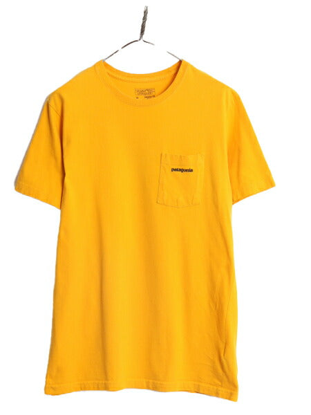 16年製 パタゴニア ポケット付き 両面 プリント 半袖 Tシャツ メンズ M / Patagonia アウトドア ポケT P-6 ボックスロゴ バックプリント 黄