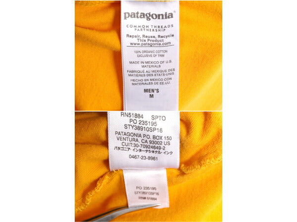 16年製 パタゴニア ポケット付き 両面 プリント 半袖 Tシャツ メンズ M / Patagonia アウトドア ポケT P-6 ボックスロゴ バックプリント 黄
