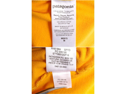 16年製 パタゴニア ポケット付き 両面 プリント 半袖 Tシャツ メンズ M / Patagonia アウトドア ポケT P-6 ボックスロゴ バックプリント 黄