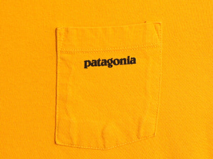 16年製 パタゴニア ポケット付き 両面 プリント 半袖 Tシャツ メンズ M / Patagonia アウトドア ポケT P-6 ボックスロゴ バックプリント 黄