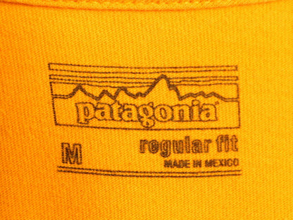 16年製 パタゴニア ポケット付き 両面 プリント 半袖 Tシャツ メンズ M / Patagonia アウトドア ポケT P-6 ボックスロゴ バックプリント 黄