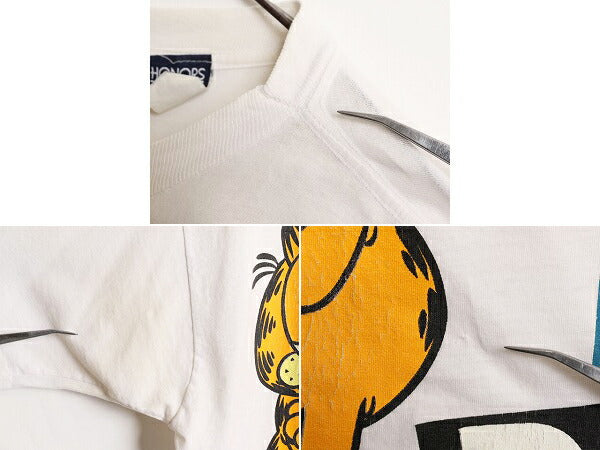 90s ガーフィールド プリント 半袖 Tシャツ メンズ レディース L 古着 90年代 オールド GARFIELD シングルステッチ キャラクター イラスト