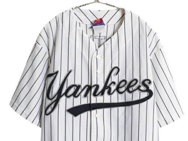 USA製 ヤンキース ベースボール シャツ メンズ XL 程/ MLB オフィシャル マジェスティック 大リーグ ユニフォーム ゲームシャツ 半袖シャツ