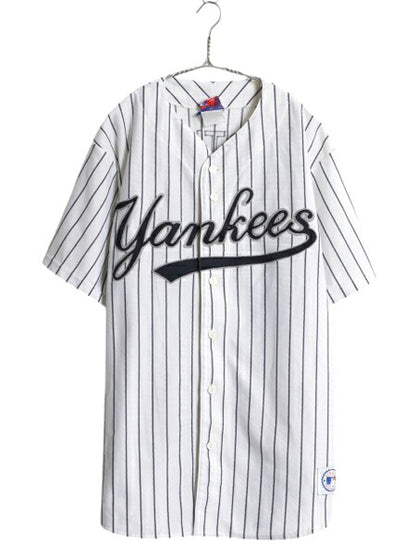 USA製 ヤンキース ベースボール シャツ メンズ XL 程/ MLB オフィシャル マジェスティック 大リーグ ユニフォーム ゲームシャツ 半袖シャツ