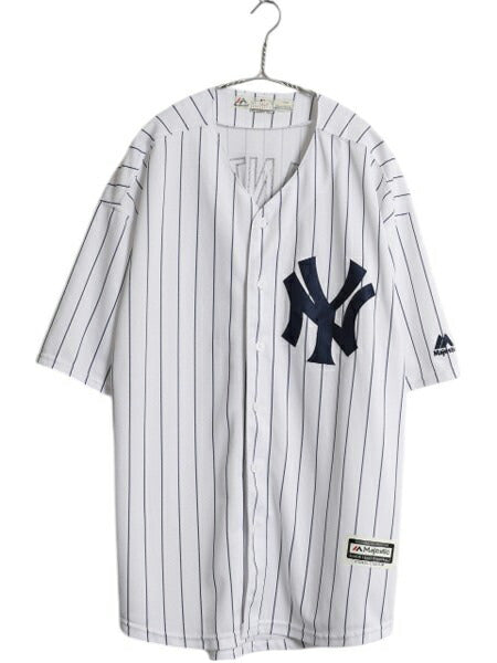 ヤンキース ベースボール シャツ メンズ XL MLB オフィシャル マジェスティック 大リーグ ユニフォーム ゲームシャツ 重ね着 大きいサイズ