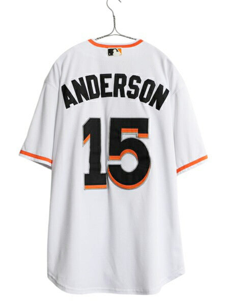 マーリンズ ベースボール シャツ メンズ M / MLB オフィシャル マジェスティック 大リーグ ユニフォーム ゲームシャツ 半袖シャツ ジャージ