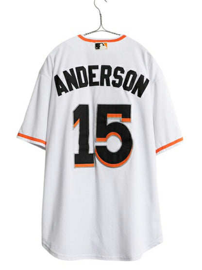 マーリンズ ベースボール シャツ メンズ M / MLB オフィシャル マジェスティック 大リーグ ユニフォーム ゲームシャツ 半袖シャツ ジャージ