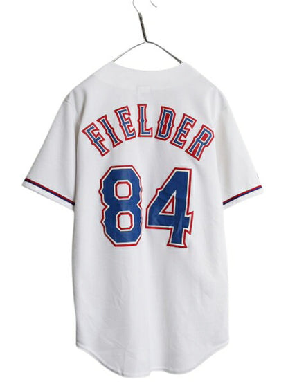 USA製 レンジャーズ ベースボール シャツ メンズ S / MLB オフィシャル マジェスティック 大リーグ ユニフォーム ゲームシャツ 半袖シャツ