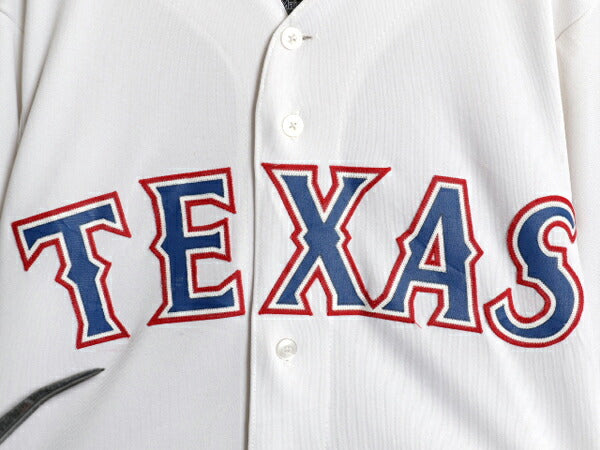 USA製 レンジャーズ ベースボール シャツ メンズ S / MLB オフィシャル マジェスティック 大リーグ ユニフォーム ゲームシャツ 半袖シャツ