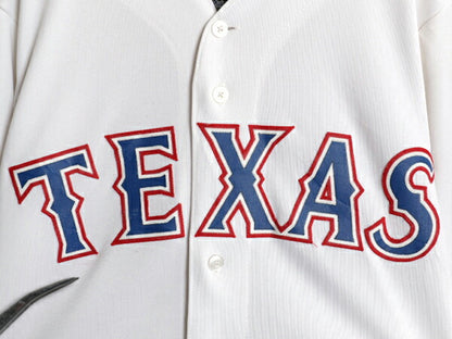USA製 レンジャーズ ベースボール シャツ メンズ S / MLB オフィシャル マジェスティック 大リーグ ユニフォーム ゲームシャツ 半袖シャツ