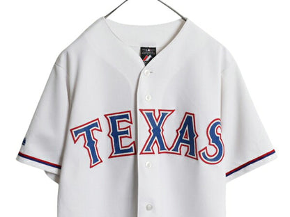 USA製 レンジャーズ ベースボール シャツ メンズ S / MLB オフィシャル マジェスティック 大リーグ ユニフォーム ゲームシャツ 半袖シャツ
