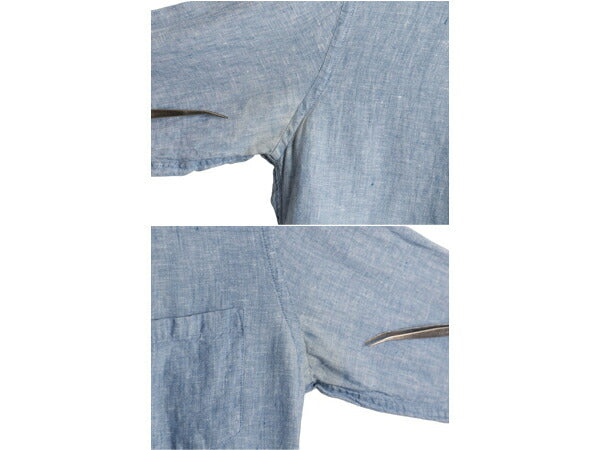 ジェイクルー 100% アイリッシュ リネン 長袖 ボタンダウン シャツ メンズ S / JCREW 長袖シャツ 高級 麻 ポケット付き BD スリム ブルー