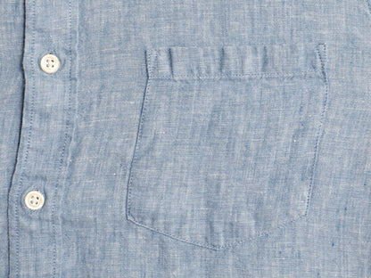 ジェイクルー 100% アイリッシュ リネン 長袖 ボタンダウン シャツ メンズ S / JCREW 長袖シャツ 高級 麻 ポケット付き BD スリム ブルー