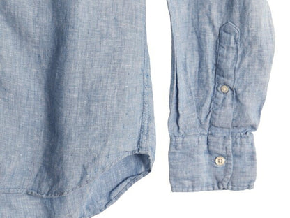 ジェイクルー 100% アイリッシュ リネン 長袖 ボタンダウン シャツ メンズ S / JCREW 長袖シャツ 高級 麻 ポケット付き BD スリム ブルー
