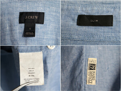 ジェイクルー 100% アイリッシュ リネン 長袖 ボタンダウン シャツ メンズ S / JCREW 長袖シャツ 高級 麻 ポケット付き BD スリム ブルー