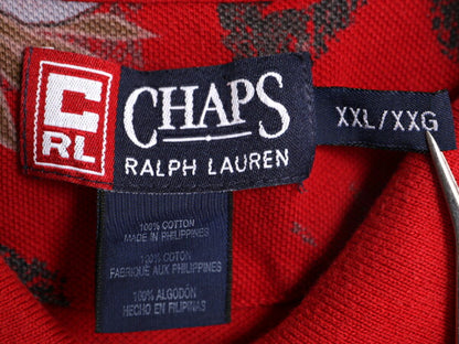 90s チャップス ラルフローレン 総柄 鹿の子 半袖 ポロシャツ メンズ XXL オールド CHAPS ハワイアン アロハ 半袖シャツ 大きいサイズ 花柄