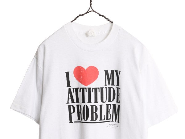 90s USA製 メッセージ イラスト プリント 半袖 Tシャツ メンズ レディース L / 古着 90年代 オールド アート カットソー シングルステッチ