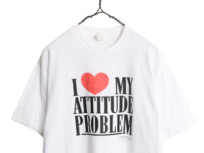90s USA製 メッセージ イラスト プリント 半袖 Tシャツ メンズ レディース L / 古着 90年代 オールド アート カットソー シングルステッチ