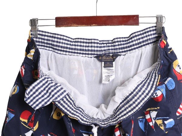 ブルックスブラザーズ 総柄 ナイロン ショートパンツ メンズ XL / Brooks Brothers サーフ スイム ショーツ 短パン 海パン 水陸両用 ヨット