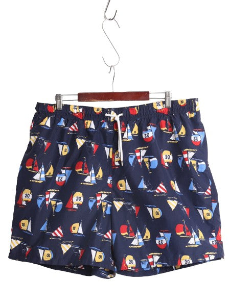 ブルックスブラザーズ 総柄 ナイロン ショートパンツ メンズ XL / Brooks Brothers サーフ スイム ショーツ 短パン 海パン 水陸両用 ヨット