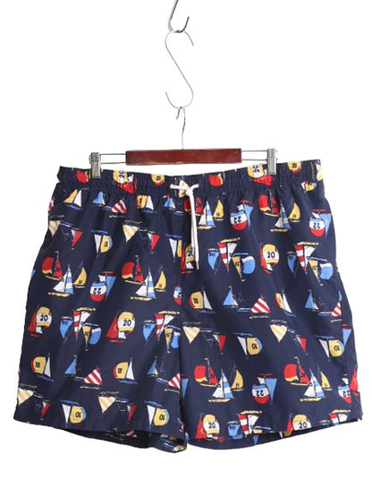 ブルックスブラザーズ 総柄 ナイロン ショートパンツ メンズ XL / Brooks Brothers サーフ スイム ショーツ 短パン 海パン 水陸両用 ヨット