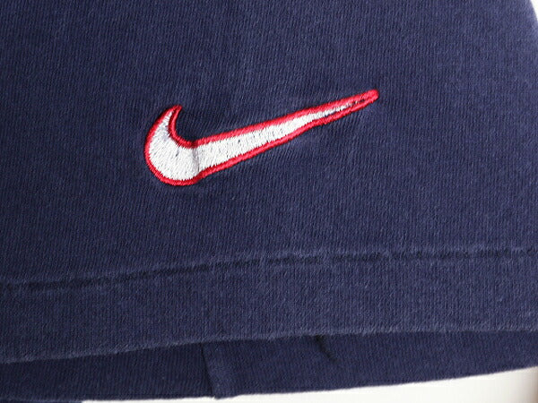 90s USA製 ナイキ ロゴ 刺繍 Tシャツ メンズ M / オールド 初期 銀タグ 当時物 シングルステッチ スウッシュ サッカー 星条旗 クルーネック