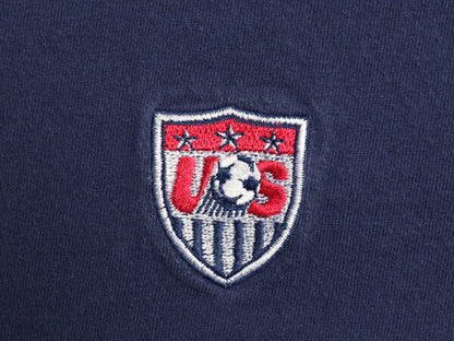 90s USA製 ナイキ ロゴ 刺繍 Tシャツ メンズ M / オールド 初期 銀タグ 当時物 シングルステッチ スウッシュ サッカー 星条旗 クルーネック