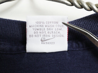 90s USA製 ナイキ ロゴ 刺繍 Tシャツ メンズ M / オールド 初期 銀タグ 当時物 シングルステッチ スウッシュ サッカー 星条旗 クルーネック