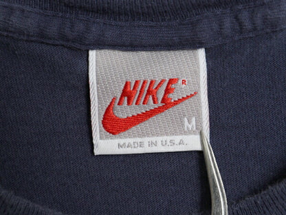 90s USA製 ナイキ ロゴ 刺繍 Tシャツ メンズ M / オールド 初期 銀タグ 当時物 シングルステッチ スウッシュ サッカー 星条旗 クルーネック