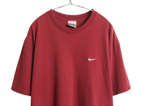 00s ナイキ スモール スウッシュ 刺繍 半袖 Tシャツ メンズ XL / オールド ワンポイント ヘビーウェイト コットン 大きいサイズ シンプル