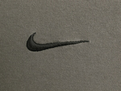 90s ナイキ スウッシュ 刺繍 半袖 Tシャツ メンズ L / オールド コットン ワンポイント シンプル カットソー クルーネック グレー 当時物