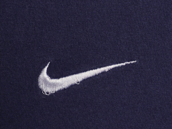 90s USA製 ナイキ スウッシュ 刺繍 半袖 Tシャツ メンズ M / オールド 星条旗 バックプリント ヘビーウェイト コットン シンプル ネイビー