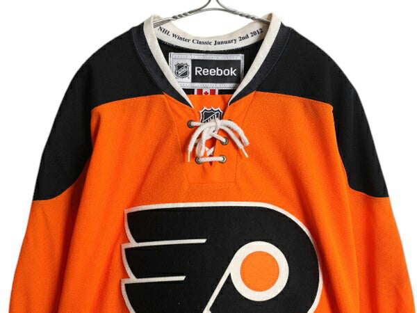フライヤーズ ホッケー ジャージ メンズ L / NHL オフィシャル リーボック アイスホッケー ゲームシャツ ユニフォーム 重ね着 レースアップ