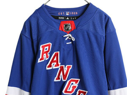 レンジャーズ ホッケー ジャージ メンズ L 程/ NHL オフィシャル アディダス アイスホッケー ユニフォーム ゲームシャツ 長袖シャツ 重ね着