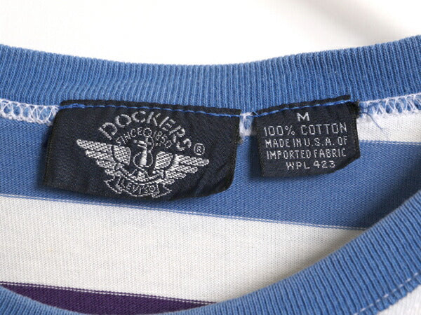 90s USA製 ドッカーズ リーバイス ポケット付き ボーダー Tシャツ メンズ レディース M 古着 オールド LEVIS DOCKERS ヘビーウェイト ポケT