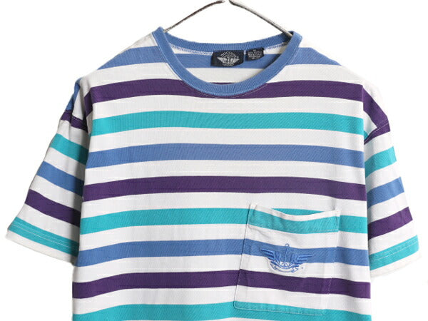 90s USA製 ドッカーズ リーバイス ポケット付き ボーダー Tシャツ メンズ レディース M 古着 オールド LEVIS DOCKERS ヘビーウェイト ポケT