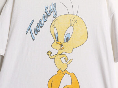 90s USA製 ワーナー ルーニー テューンズ プリント Tシャツ メンズ レディース XL / オールド キャラクター イラスト シングルステッチ 白T