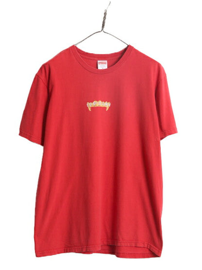 19SS USA製 シュプリーム ロゴ アート イラスト プリント Tシャツ メンズ M 古着 Supreme オフィシャル ヘビーウェイト 半袖Tシャツ レッド