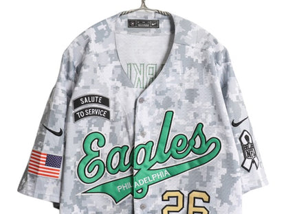 イーグルス ベースボール シャツ メンズ XXL / 古着 MLB NFL オフィシャル ナイキ ユニフォーム 大リーグ デジタル カモ 大きいサイズ 迷彩