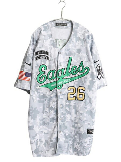 イーグルス ベースボール シャツ メンズ XXL / 古着 MLB NFL オフィシャル ナイキ ユニフォーム 大リーグ デジタル カモ 大きいサイズ 迷彩