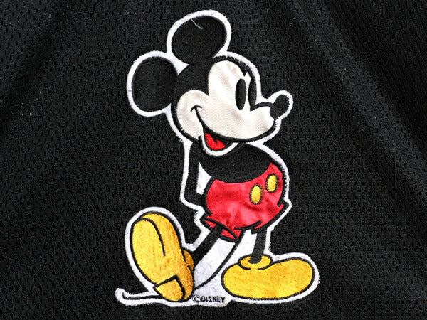 90s ミッキー メッシュ ホッケー ジャージ メンズ M L 大きめ XL 程/ オールド ディズニー オフィシャル 7分丈 キャラクター ゲームシャツ