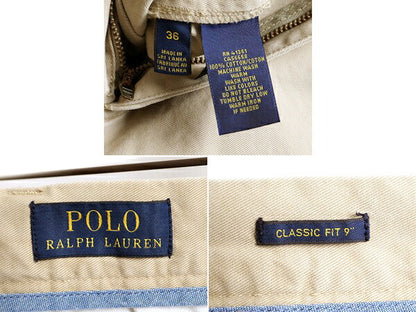 ■ POLO ポロ ラルフローレン ショートパンツ ( メンズ 36 )古着 短パン 半パン ショーツ コットン US ARMY チノ タイプ ノータック カーキ