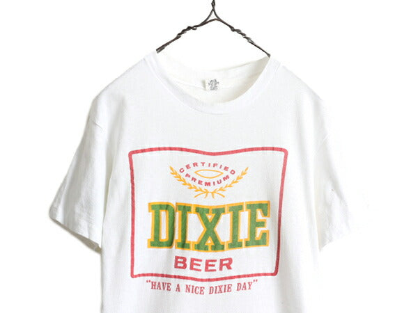 70s USA製 ■ ビール 企業 イラスト プリント Tシャツ M メンズ 小さめ S 程/ 70年代 ビンテージ 当時物 シングルステッチ ロゴTシャツ 白